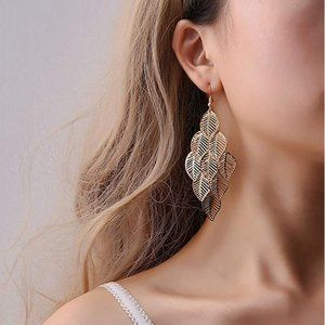 BOHO Dangling Gold Leaf Earrings